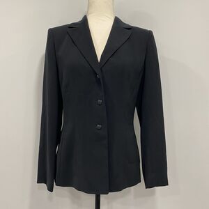 Kasper Womens 4 Black Blazer Suit Jacket Single Breasted Classic Corporate Chic